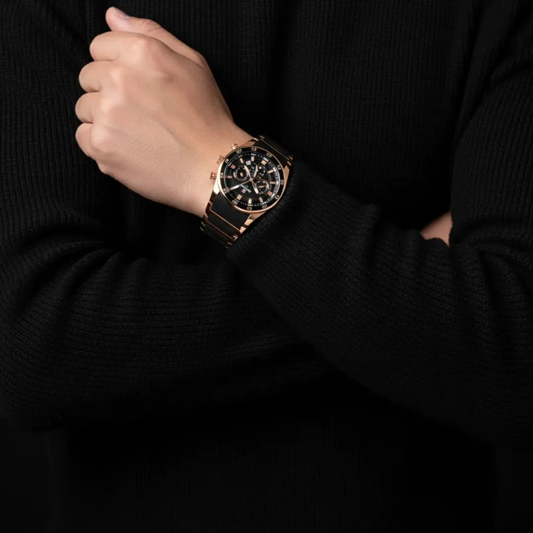 Relógio Esportivo Masculino Cronos Rose Gold 45 mm