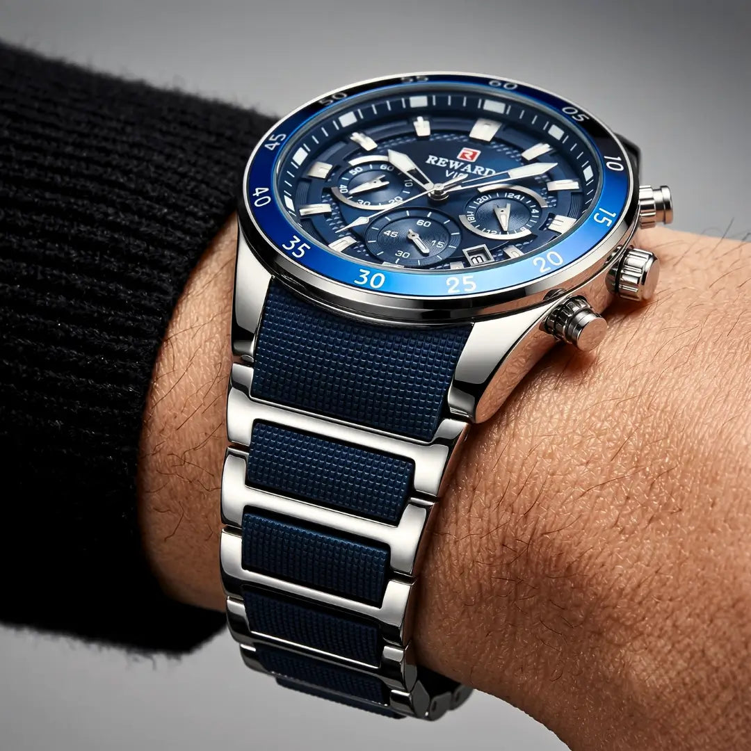 Relógio Esportivo Masculino Reward VIP Cronos Blue 45mm