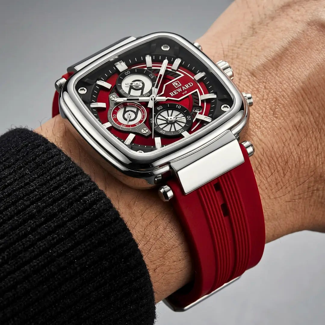 Relógio Masculino Esportivo Vermelho Monaco Sport 44mm