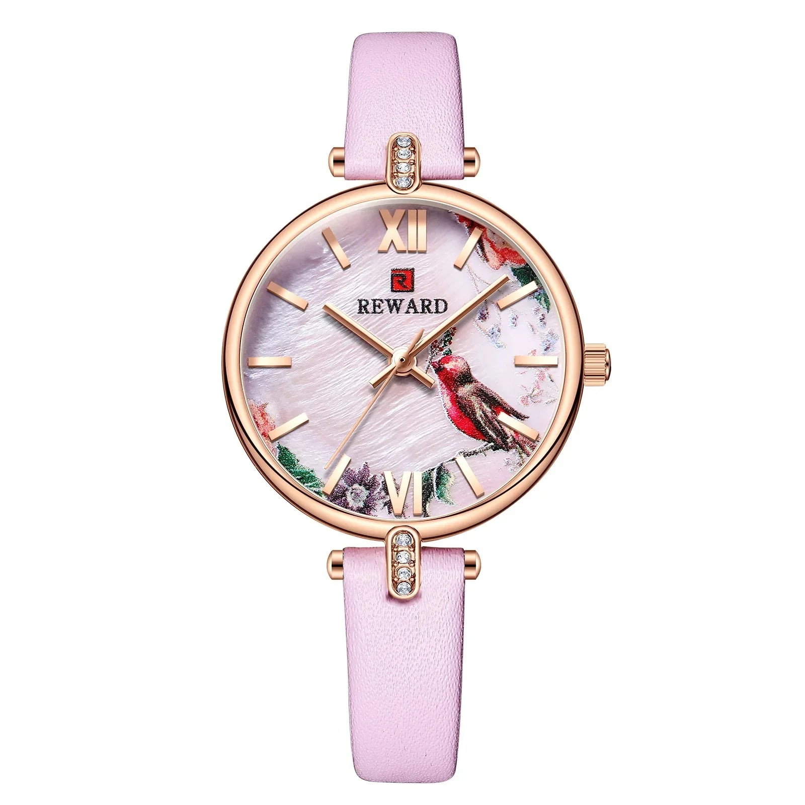 Relógio feminino rosa Reward VIP Celestia com movimento quartzo seiko