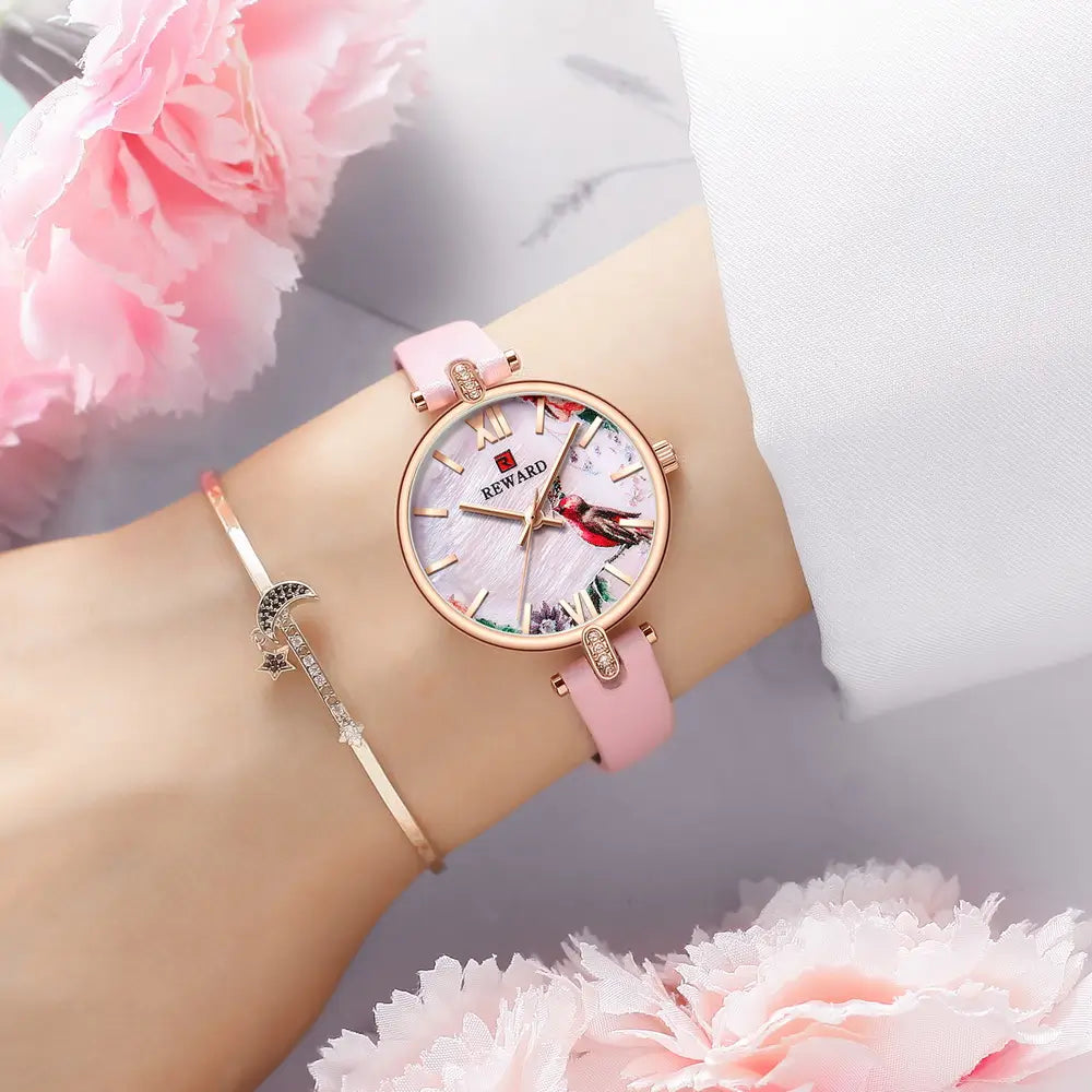 Relógio Feminino Rosa Reward VIP Celestia com mecanismo SEIKO no pulso