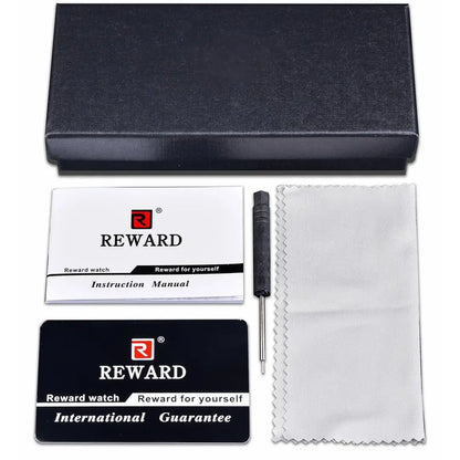 Detalhes da caixa em aço dourado do relógio Linéar – Reward Vip

