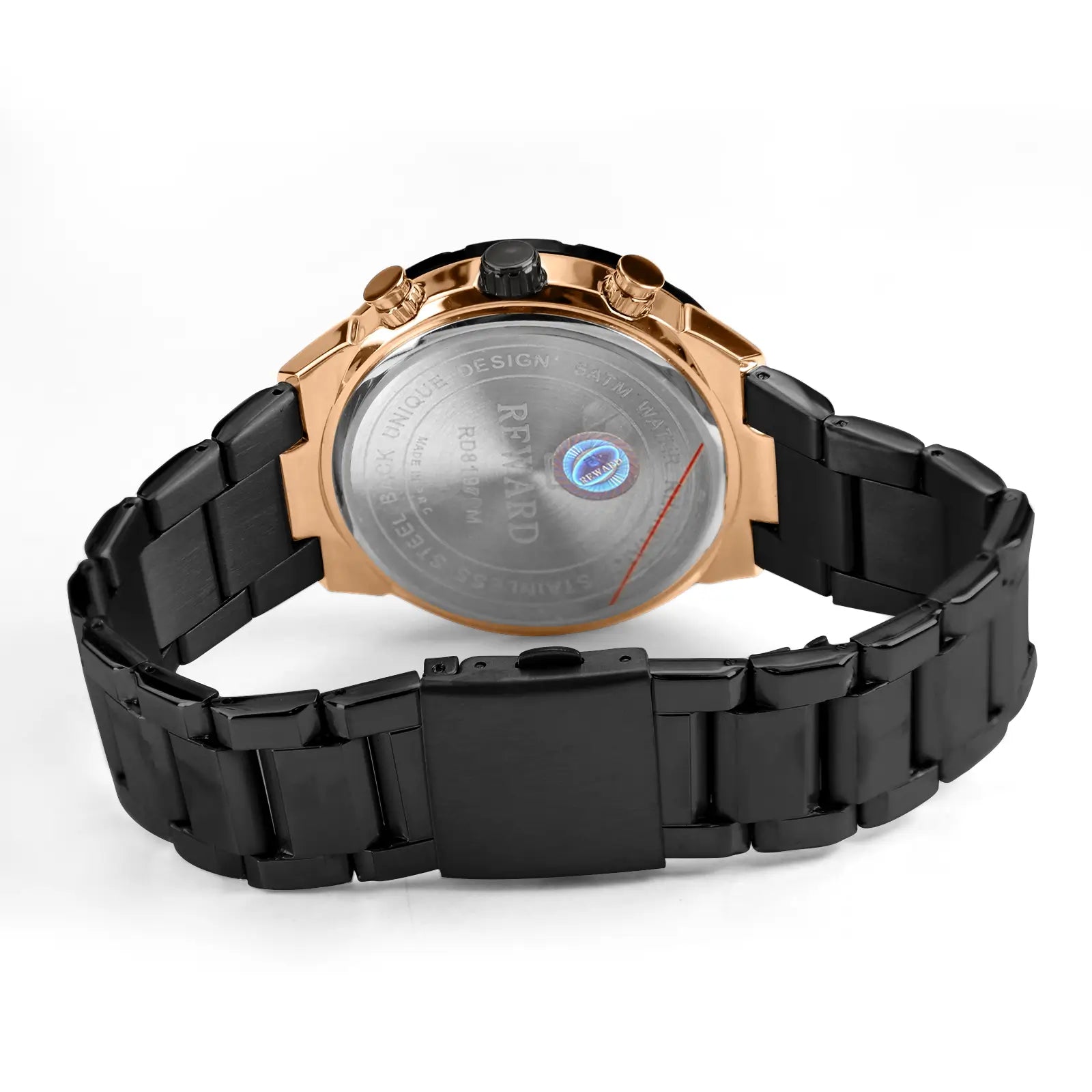 Pulseira em aço preto fosco - Reward VIP Legacy com movimento quartzo