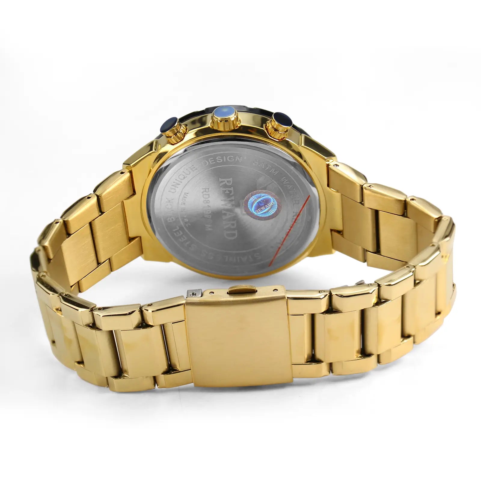 Relógio masculino Dourado Reward VIP Legacy com movimento quartzo e pulseira dourada