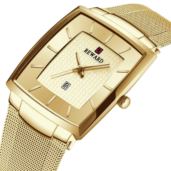 Relógio Masculino Dourado Reward VIP monaco day-date mostrador e cristal