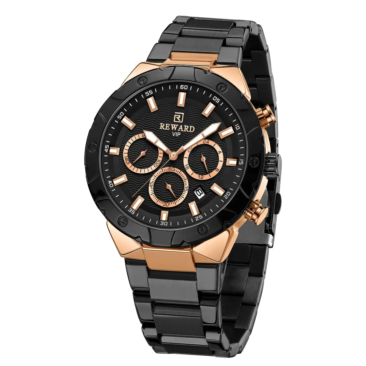 Relógio masculino Preto Reward VIP Legacy com cristal mineral e movimento quartzo