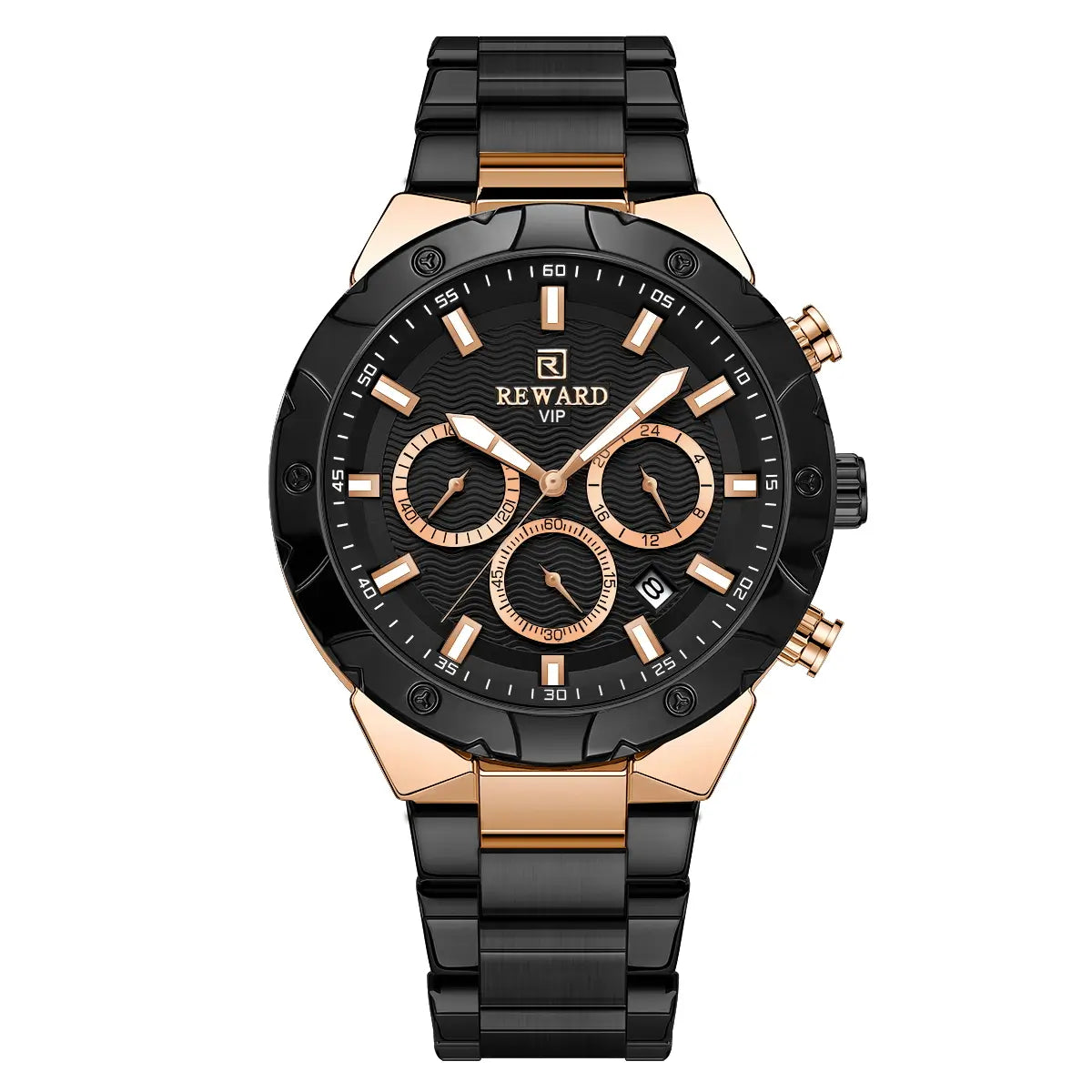 Relógio masculino Preto com caixa em bronze Reward VIP Legacy com movimento quartzo