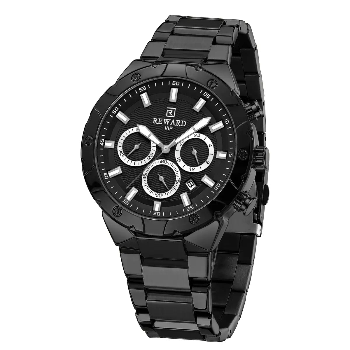 Relógio masculino preto Reward VIP Legacy com movimento quartzo