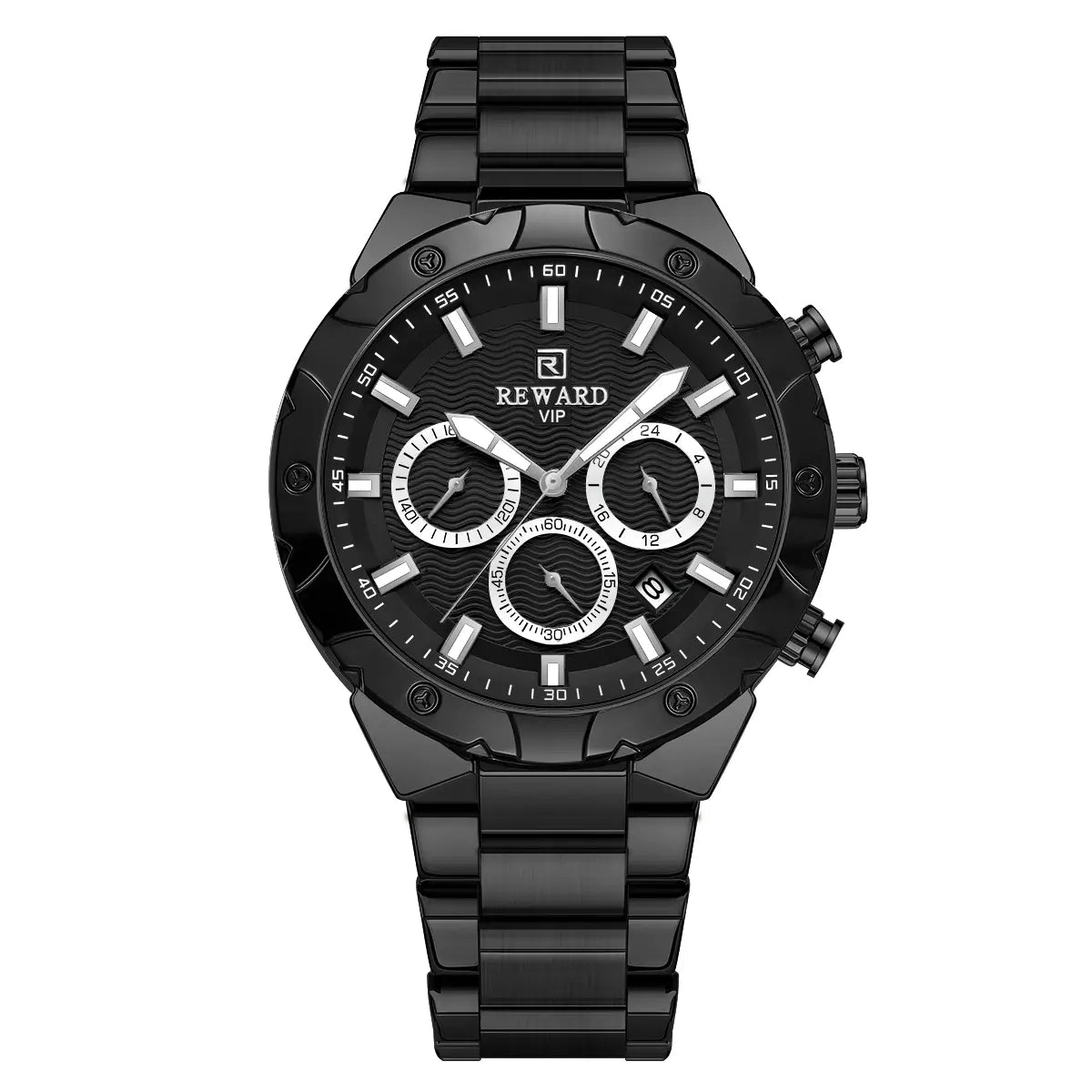 Relógio masculino preto Reward VIP Legacy com movimento quartzo