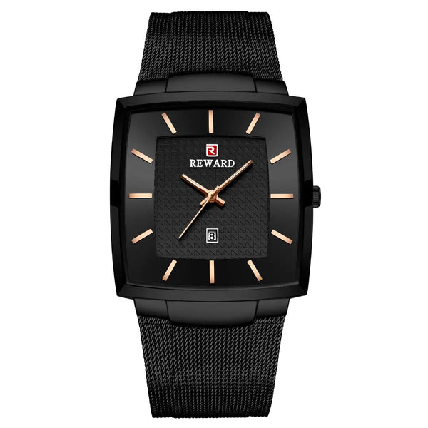 Relógio masculino preto reward vip monaco day date all black com movimento quartzo seiko