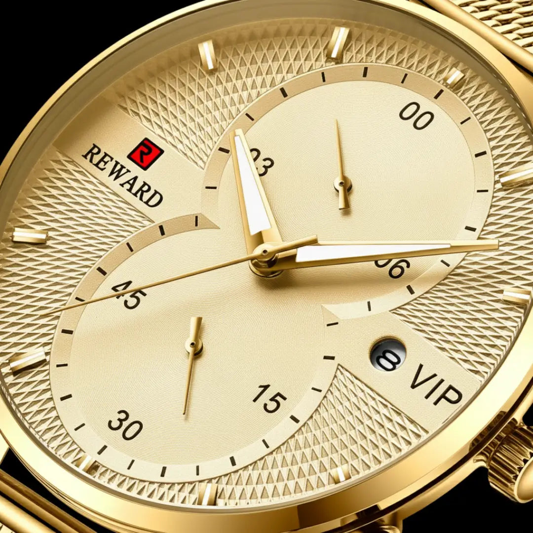 Ponteiros dourados do relógio minimalista masculino Linéar dourado 45 mm