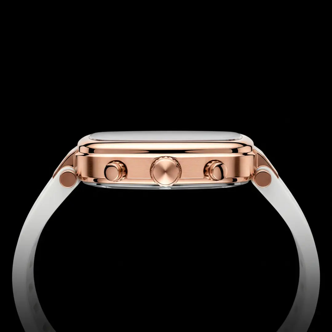 Relógio quadrado masculino esportivo Monaco 44mm com vista da caixa lateral