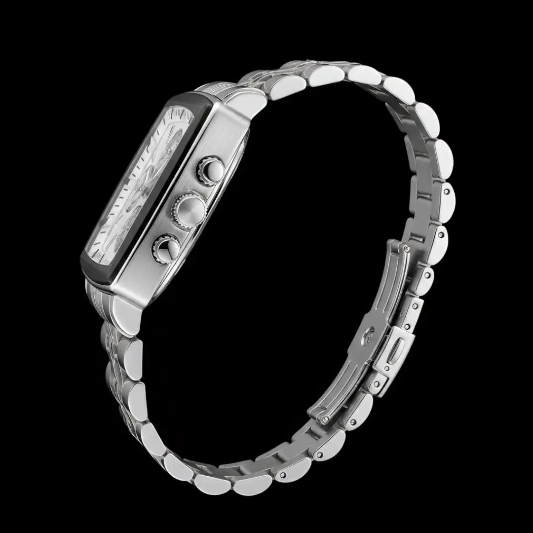 Relógio Quadrado Masculino Prata Monaco Chronograph 40 mm