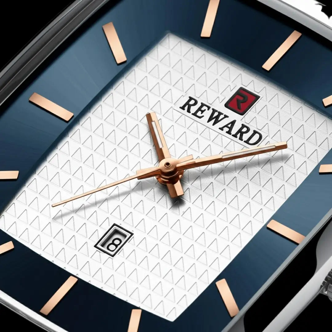 Relógio quadrado masculino social prata Monaco Date 37mm com vista do mostrador