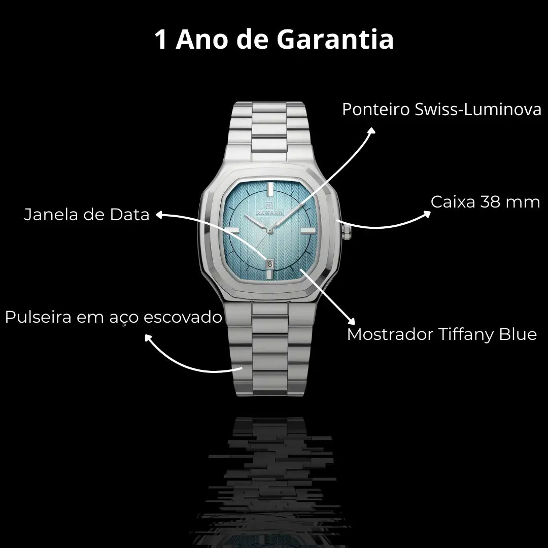 Relógio Social Masculino Azul Reward VIP Signature 38 mm