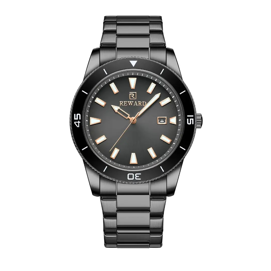 Relógio casual masculino preto Reward VIP heritage com movimento quartzo seiko