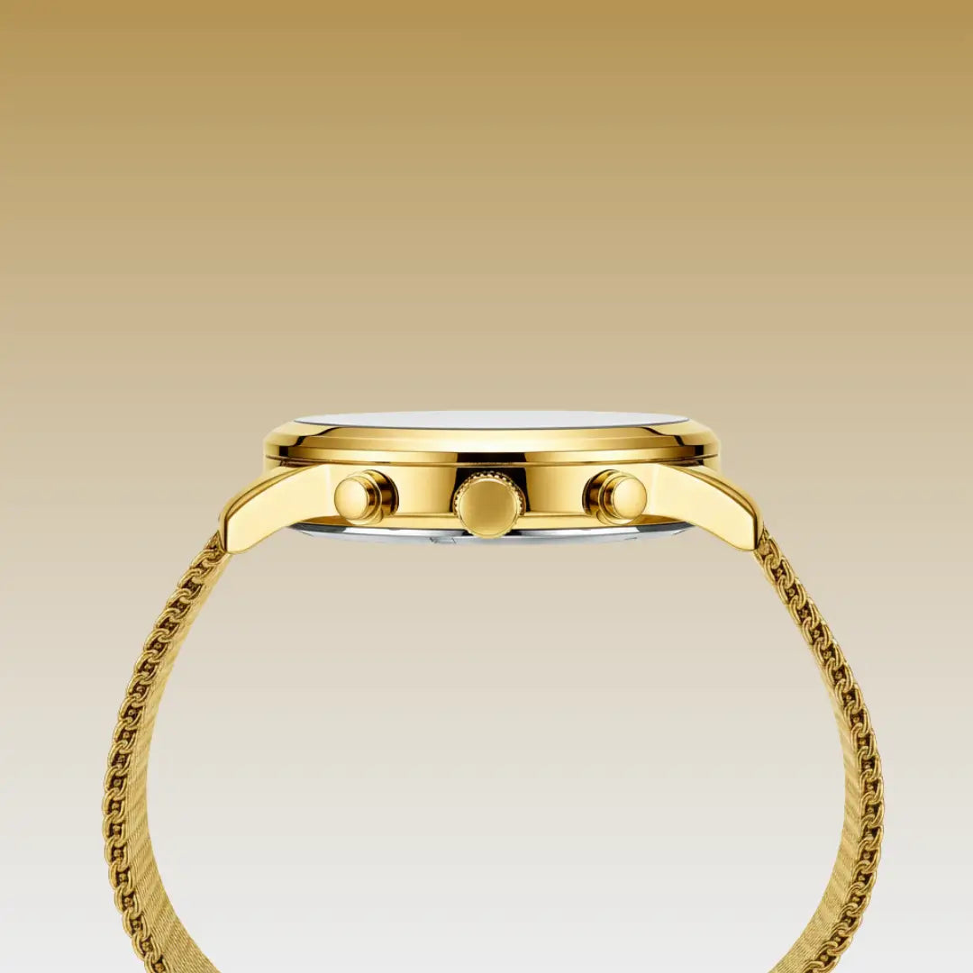 Relógio Minimalista Masculino Dourado Reward VIP Linéar 44 mm