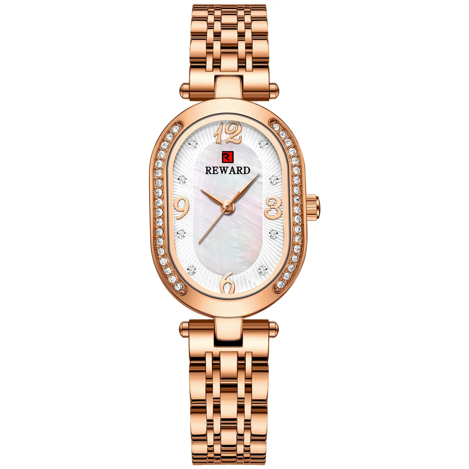 Relógio pequeno feminino rose gold Reward VIP Octávia Mini visto de frente