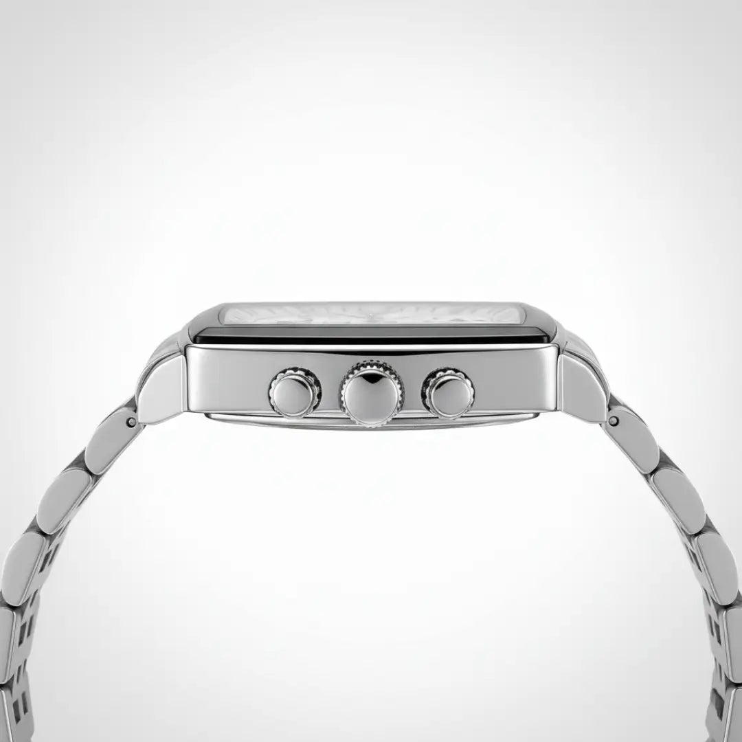 Relógio Quadrado Masculino Prata Monaco Chronograph 40 mm